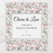 バラの花のウェディングシャワーラベル ワインラベル (シングルラベル)