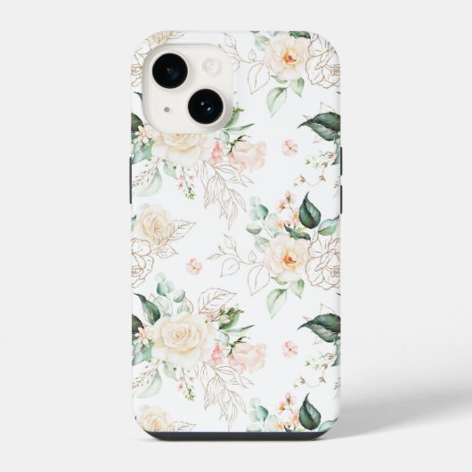 バラの花のガーデンパターン iPhoneケース (裏面)