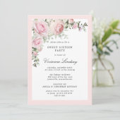 バラの花のソフトピンクのスイート16パーティー 招待状 (スタンド正面)