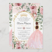 バラの花のドレス クイーンセーニョーラ スウィート16 招待状 (正面/裏面)