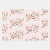 バラの花のハートのウェディング ブラッシュピンク ロマンティック レッド ラッピングペーパーシート (正面2)