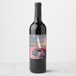 バラの花のヨット ウェディングステッカー ワインラベル