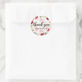 バラの花の感謝メッセージ ワインレッド ラウンドシール (バッグ)