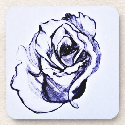バラの花の手描きスケッチ コースター (正面)