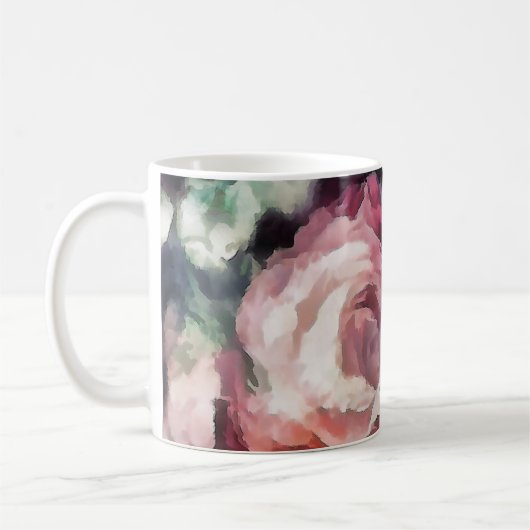 バラの花の油絵抽象的な花のプリントb コーヒーマグカップ (左)