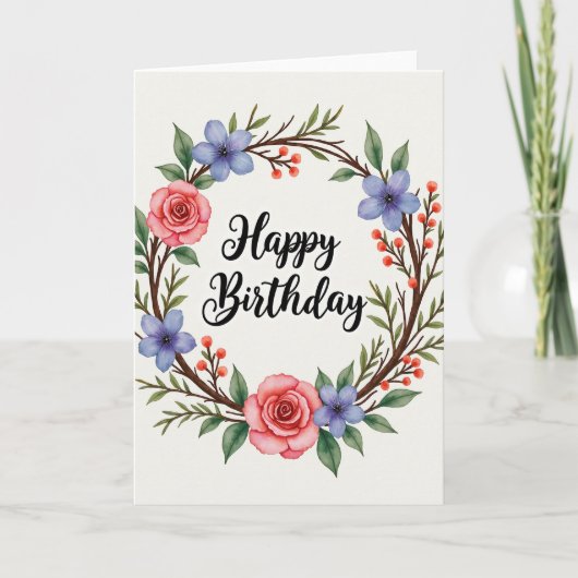 バラの花の誕生日お祝いカード カード (正面)