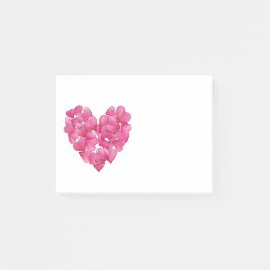 バラの花びらのハートのStickiesのノートのブロック ポストイット (正面)
