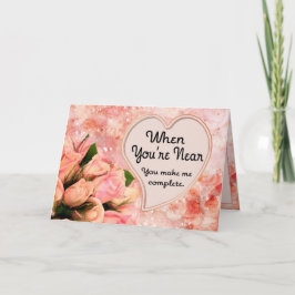 バラの花びらのハート-内部の詩 シーズンカード