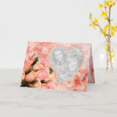 バラの花びらのハート-内部の詩-テンプレート カード (黄色い花)