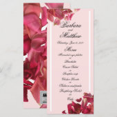 バラの花びらピンクロマンチックな結婚式のレセプションメニュー メニュー (正面/裏面)