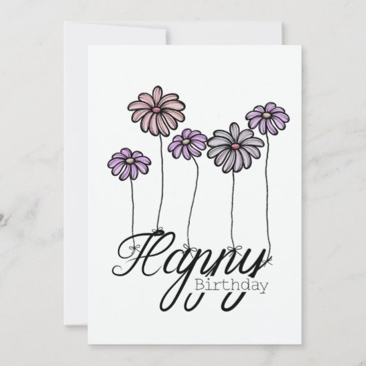 バラの花バルーンの手描きバースデーカード カード (正面)