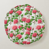 バラの花フローラの葉パターン ラウンドクッション (裏面)