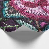 バラの花ボホタペストリー刺繍の外観 ラッピングペーパー (角)