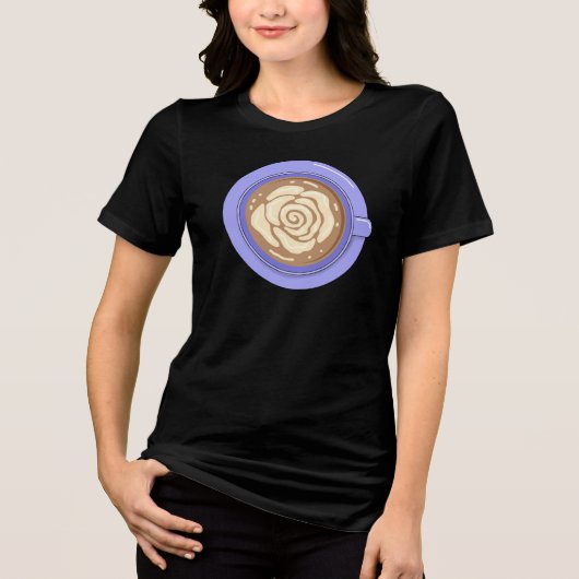 バラの花ラテ トライブレンドTシャツ (正面)