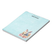 バラの花冠のウサギ 可愛い ノートパッド (回転)