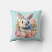 バラの花冠を纏ったウサギの愛らしさ クッション (裏面)