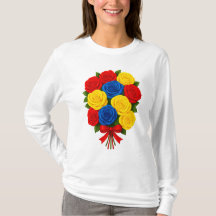 バラの花束のレディース長袖Tシャツ