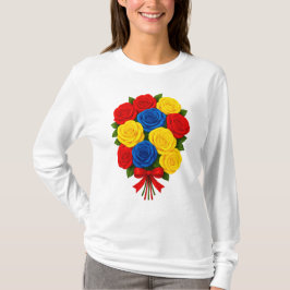 バラの花束のレディース長袖Tシャツ Tシャツ