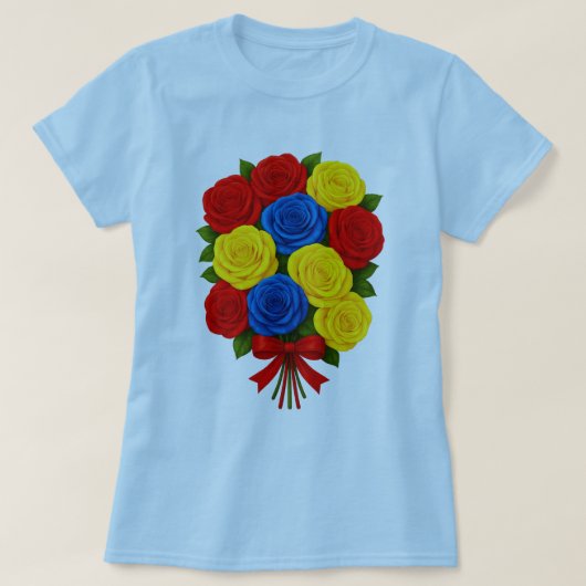 バラの花束のレディースTシャツ Tシャツ (デザイン正面)