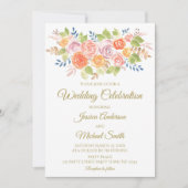 バラの花束の結婚式カード 招待状 (正面)