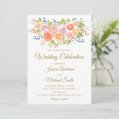 バラの花束の結婚式カード 招待状 (スタンド正面)