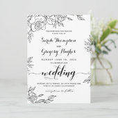 バラの花束 ラスティックカリグラフィー結婚式 招待状 (スタンド正面)