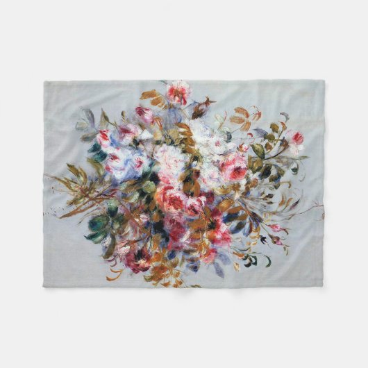バラの花束，ルノアール フリースブランケット (正面(横))