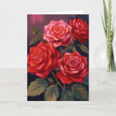 バラの花束|赤い花の水彩画 カード (正面)
