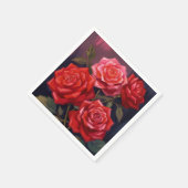 バラの花束｜赤い花の水彩画 スタンダードカクテルナプキン (角)