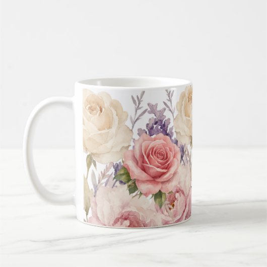 バラの花柄 コーヒーマグカップ (左)