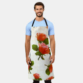 バラの花模様、ヴィンテージの背景。 エプロン (着用した状態)