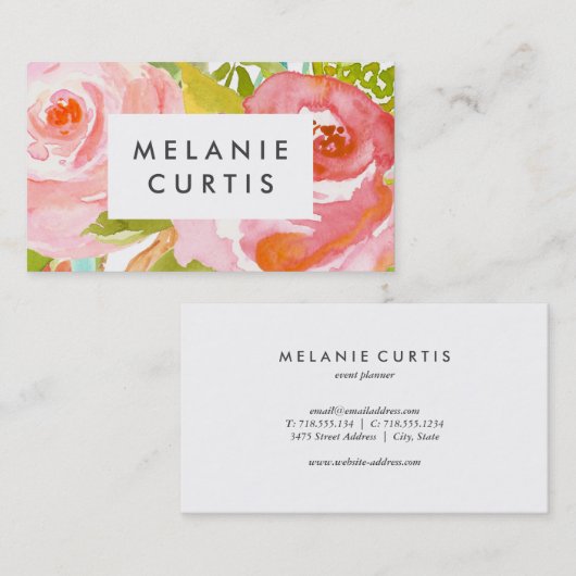 バラの花模様 名刺 (正面/裏面)