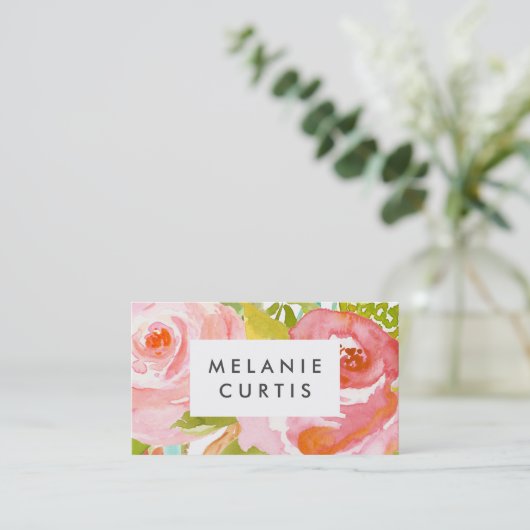 バラの花模様 名刺 (スタンド正面)