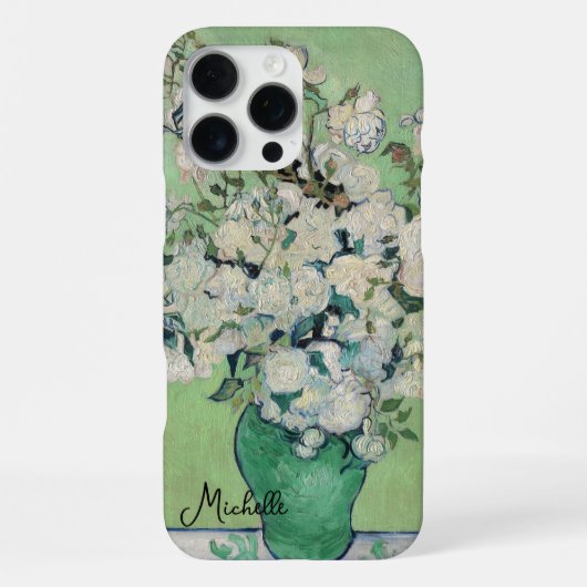 バラの花瓶モノグラム ヴァンゴッホ iPhoneケース (裏面)