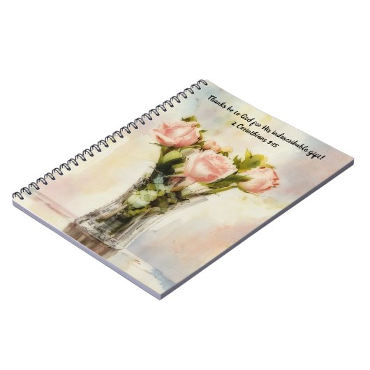 バラの花瓶信仰祈りの言葉ジャーナル聖書の詩 ノートブック (左側)