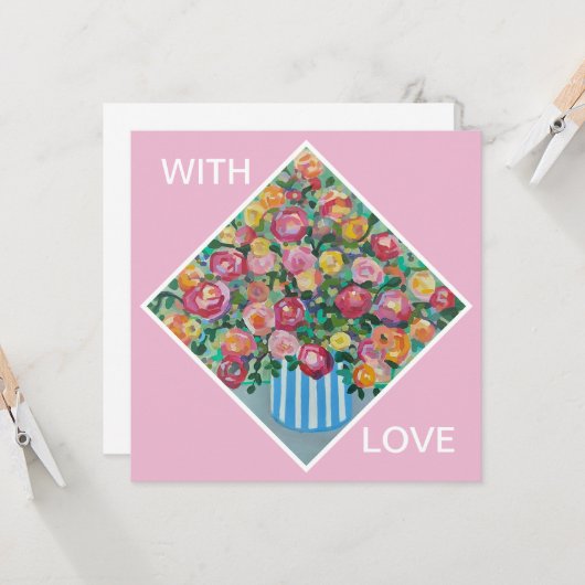 バラの花瓶 カード (正面/裏面インサイチュ)