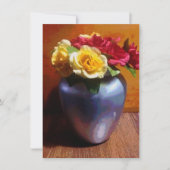 バラの花瓶 フラット ホリデー カード (正面)