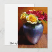 バラの花瓶 フラット ホリデー カード (正面/裏面)