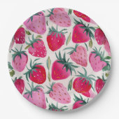 バラの花畑 夏のピクニック ピンク ペーパープレート (正面)