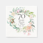 バラの花輪 フローラル 70周年結婚記念日 スタンダードカクテルナプキン (正面)