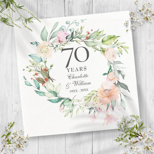 バラの花輪 フローラル 70周年結婚記念日 スタンダードカクテルナプキン