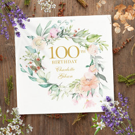 バラの花輪 100歳の誕生日 スタンダードカクテルナプキン
