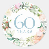 バラの花輪 60回目 75回目 結婚記念日 ラウンドシール (正面)