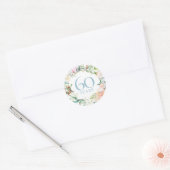 バラの花輪 60回目 75回目 結婚記念日 ラウンドシール (封筒)