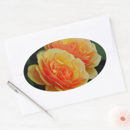 バラの花開花/オレンジ/封筒用シール 楕円形シール