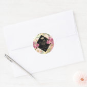 バラの花 ゴールドキャップ 励ましのメッセージ ラウンドシール (封筒)