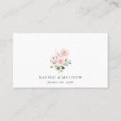 バラの花、ピンクの花、グリーン、結婚式 プレイスカード (裏面)