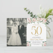 バラの花 ピンク 50周年記念 招待状 (スタンド正面)