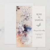 バラの花 フローラルインク 高級感のあるテクスチャー ウェディング I 招待状 (正面/裏面)
