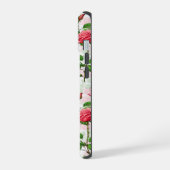 バラの花 フローラル リーフ パターン iPhone 15ケース (左側面)